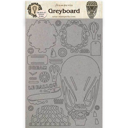 Stamperia Greyboard A4 Voyages Fantastiques Air Baloon