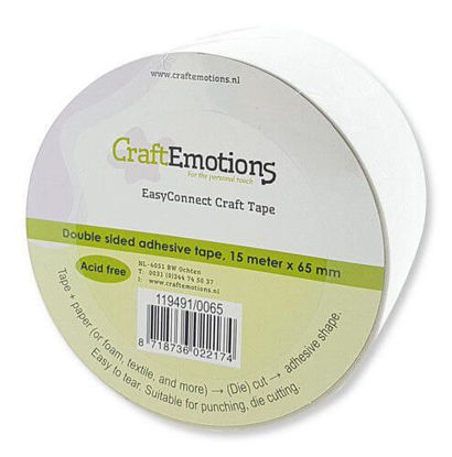 Afbeelding van CraftEmotions EasyConnect dubbelzijdige klevende craft tape op rol 15m x 65mm