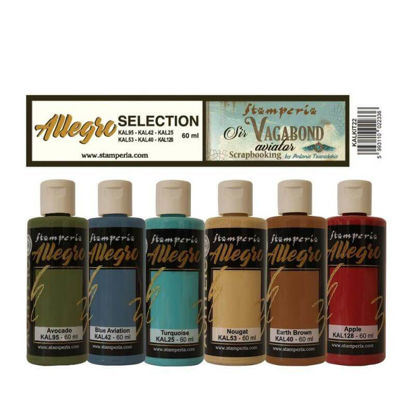 Acrylic Allegro paint kit. 6x60 ml: Avocado, Blue Aviation, Turquoise, Nougat, Earth Brown, Apple.