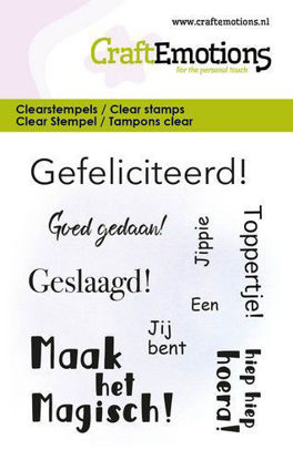 CraftEmotions clearstamps 6x7cm - Tekst Gefeliciteerd NL