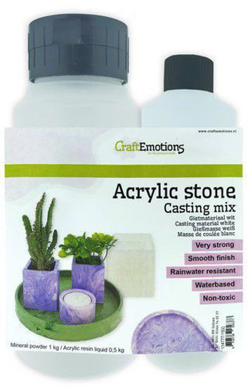 CraftEmotions Acrylic stone casting mix - Gietmateriaal wit 1,5kg